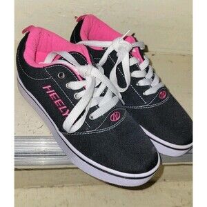 Heelys Youth Girls Skate Shoes Size 5 Black Pink Roller Shoes EUC
